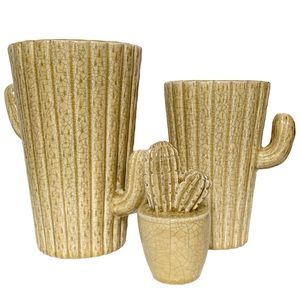 Set of Three Light Yellow Cacti